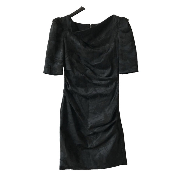 Theia Asymmetrical Knee-Length Dress Black Size 6 - Picture 1 of 15